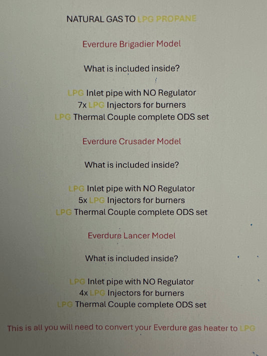 Everdure Crusader 5 Burner Conversion Kit Natural Gas or LPG Propane