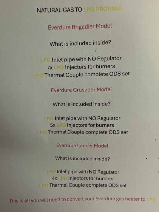 Everdure Lancer 4 Burner Conversion Kit Natural Gas or LPG Propane